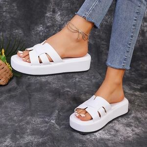 Women's Open Toe White Platform Sandals